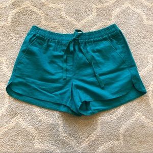 NWT Green Linen Drawstring Shorts